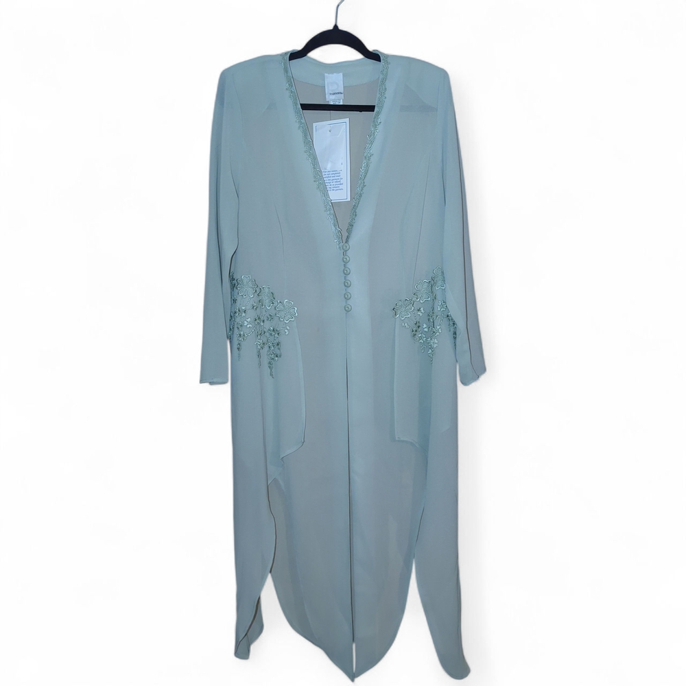 Romans 3pc‎ Mint Green Pants Set Size 14W Rhinestone Buttons Lined CW Purse